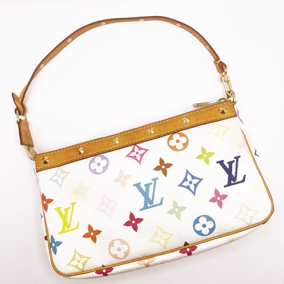 Louis Vuitton Monogram Multicolor Murakami Pochette Pouch Bag Accessories White - Picture 2 of 16